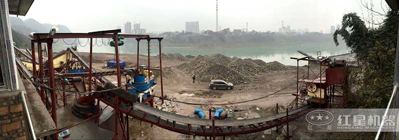 湖南時產150噸河卵石制砂生產線客戶現(xiàn)場